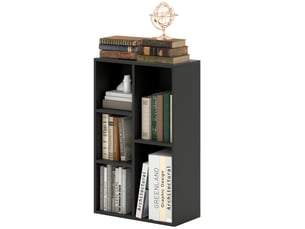 Bibliothèque étagère de rangement avec 5 compartiments, pour salon chambre à coucher bureau, 50x24x80cm, noir