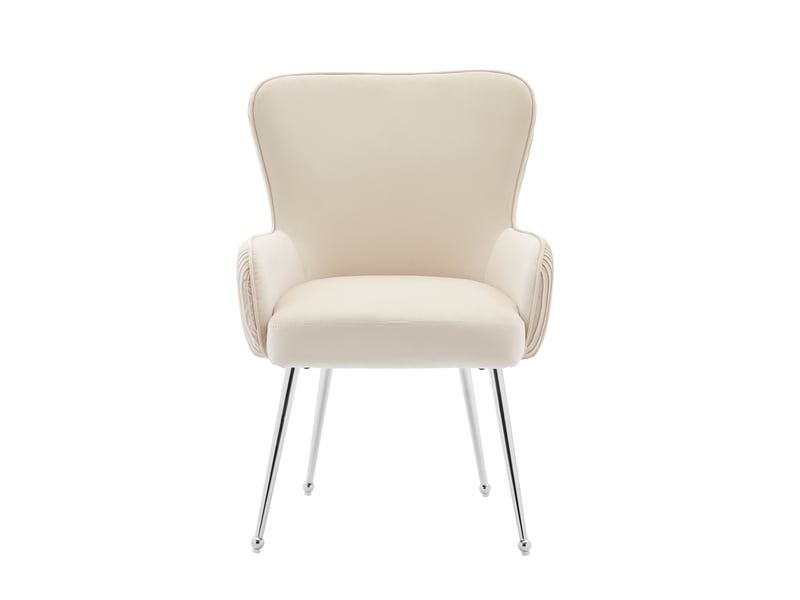  Lot de 2 chaises de salle à manger en velours beige avec accoudoirs  - Conforama A