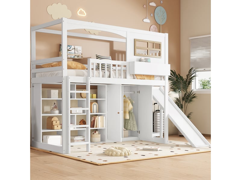 Lit mezzanine 90x200cm coloris blanc lit enfant blanc - Conforama D
