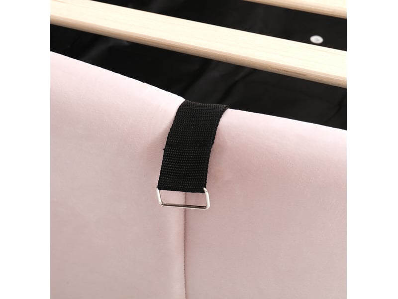  Lit banquette coffre 90x200 cm en velours rose avec usb et rangements  - Conforama R