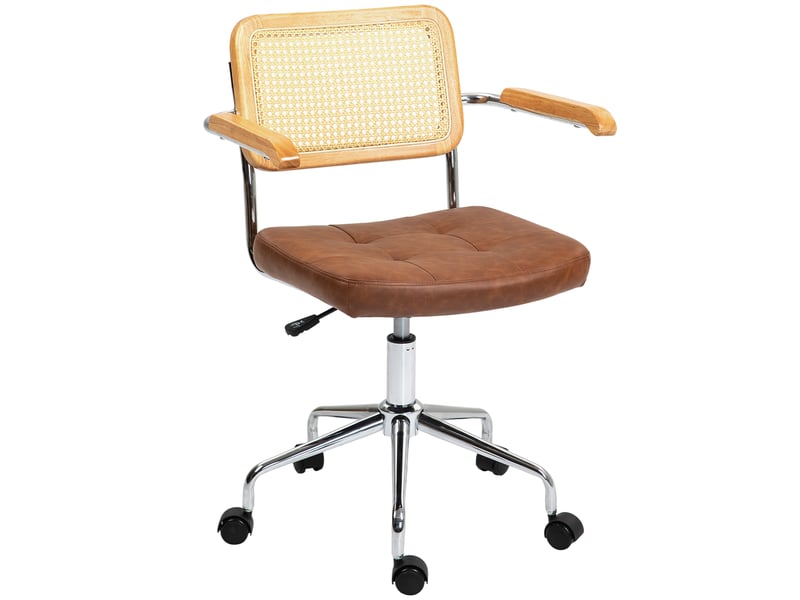  Fauteuil de bureau, chaise bureau, revêtement synthétique, 60x55.5x90cm, marron  - Conforama B