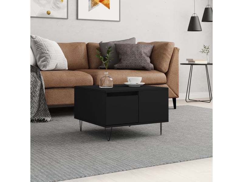  Table basse | table de salon noir 55x55x36,5 cm bois d'ingénierie shl5882  - Conforama B