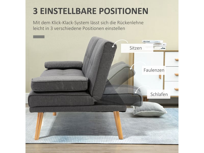  Canapé table pliante porte-gobelet design scandinave gris foncé charge maximale 250 kg  - Conforama E