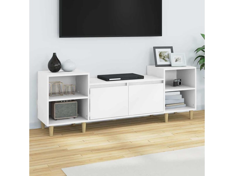  Meuble tv - banc tv - meuble de rangement blanc 160x35x55 cm bois d'ingénierie  - Conforama B