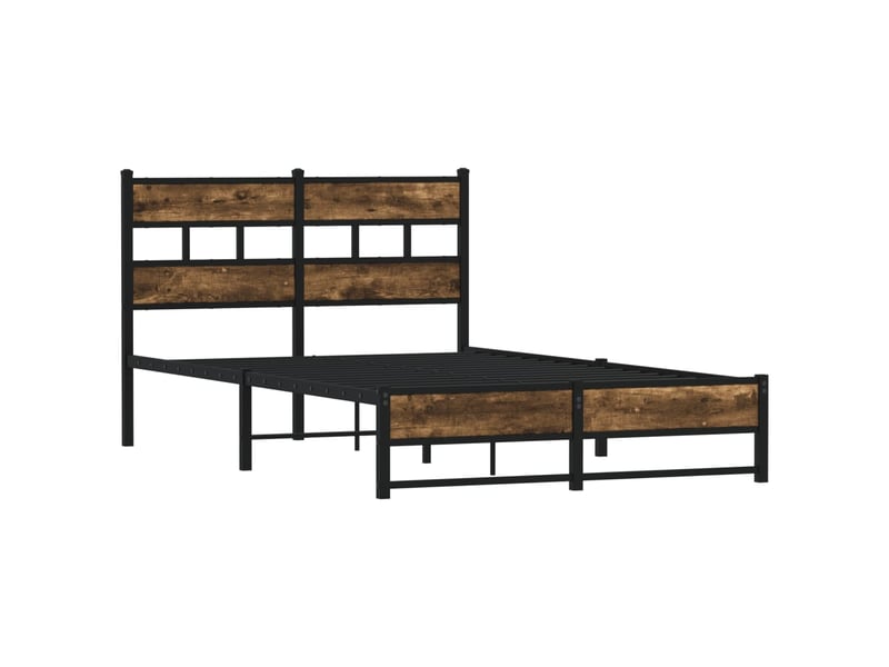  Lit double- lit adulte -  cadre de lit en métal sans matelas chêne fumé 120x190 cm  - Conforama B