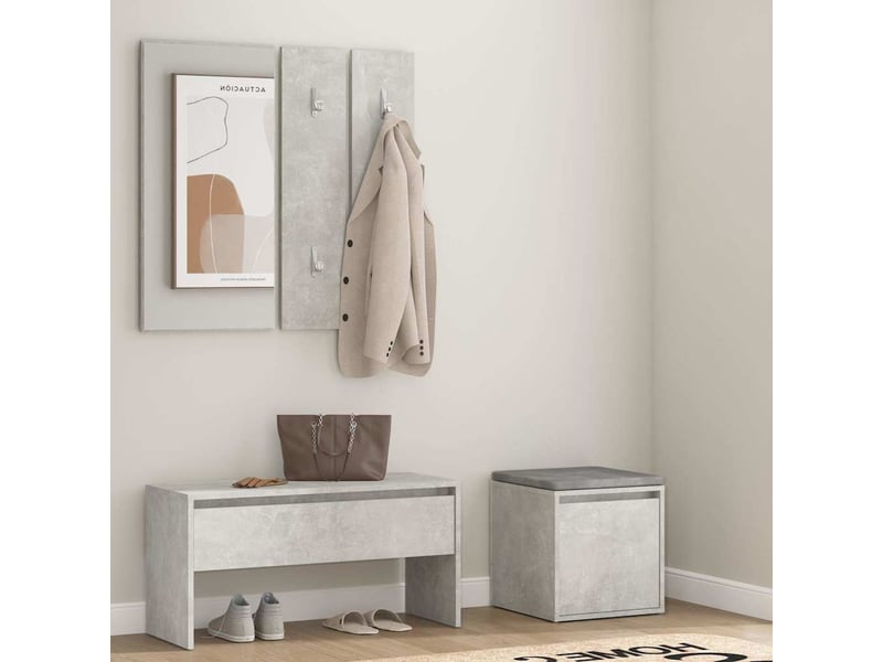  Ensemble de meubles de couloir gris béton bois d'ingénierie shl42753  - Conforama B