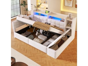 Lit banquette 140x200 cm <strong>SAPGAKS</strong> <strong></strong> coloris blanc