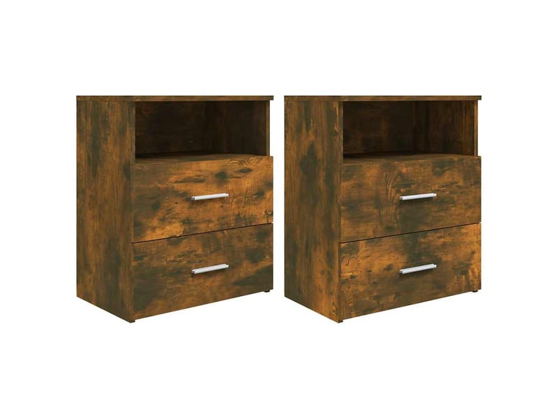  Lot de 2 tables de chevet - cabinet de chevet - table de nuit chêne fumé 50x32x60 cm  - Conforama A
