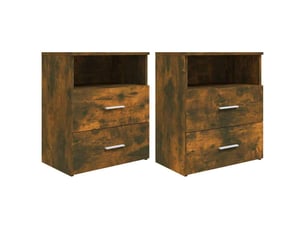 Lot de 2 tables de chevet - cabinet de chevet - table de nuit chêne fumé 50x32x60 cm