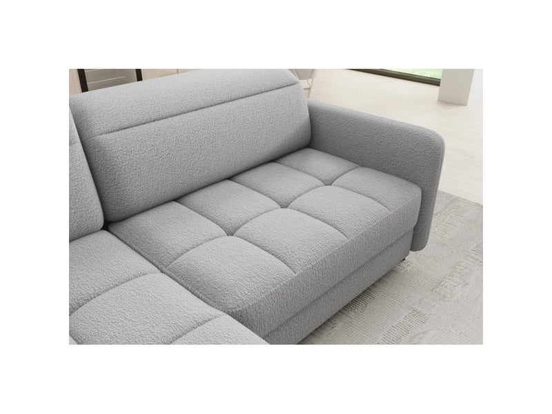 Canapé d'angle gauche convertible barnea 208 cm gris chiné avec rangement - Conforama D