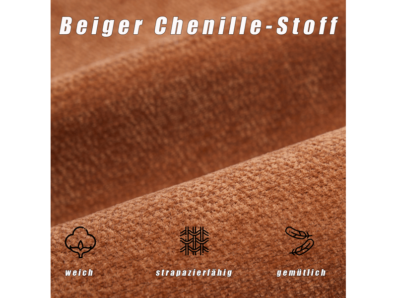 Canapé 2 places 127x75,5 cm – marron – chenille, poches latérales et coussins inclus - Conforama E