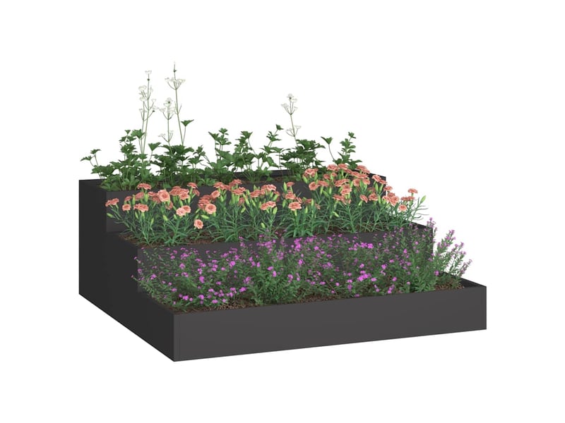  Jardinière - cache-pot de jardin noir 90 x 90 x 35 cm acier laminé à froid  - Conforama C