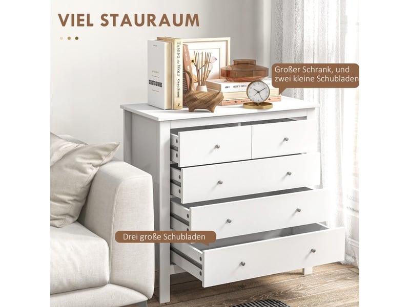 Commode buffet 79x39,5x80,5 cm, ouverture silencieuse, bois, blanc  - Conforama D