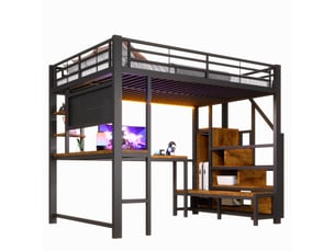 Lit mezzanine 140x200 cm <strong>COVREO </strong> <strong></strong> coloris noir