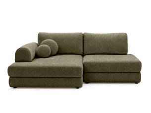 Canapé d'angle gauche convertible BESTMOBILIER APRIL 4 places Velours vert avec coffre de rangement