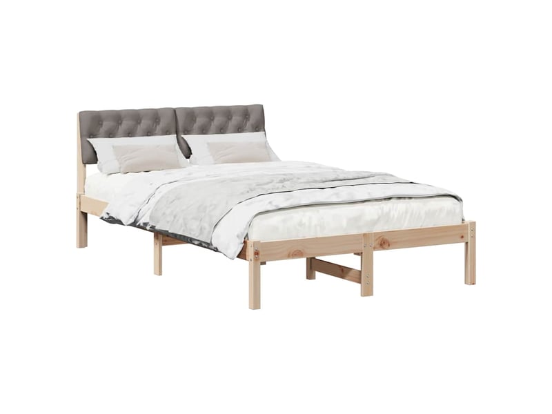  Lit double- lit adulte -  cadre de lit marron et taupe 120 x 190 cm bois massif en pin  - Conforama B