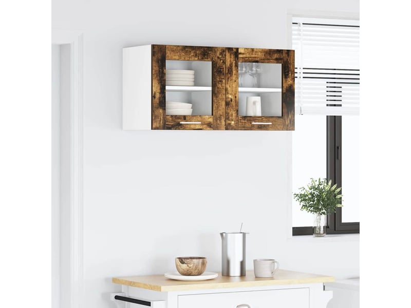 Meuble de rangement cuisine, armoire suspendue chêne fumé 40x31x40cm bois d'ingénierie - Conforama D