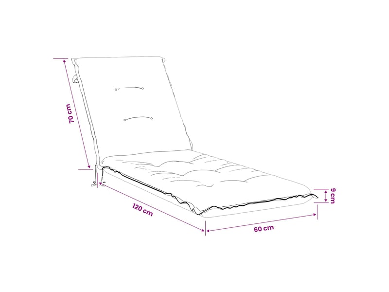  Coussin de transat, coussin pour bain de soleil gemert 100 % polyester beige 190 x 60 x 9 cm cf56107  - Conforama E