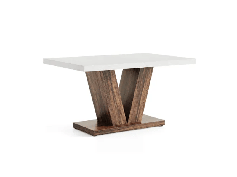  Table à manger rectangulaire,120x80x75 cm,bois,blanc et marron rustique  - Conforama A