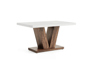Table à manger rectangulaire,120x80x75 cm,bois,blanc et marron rustique