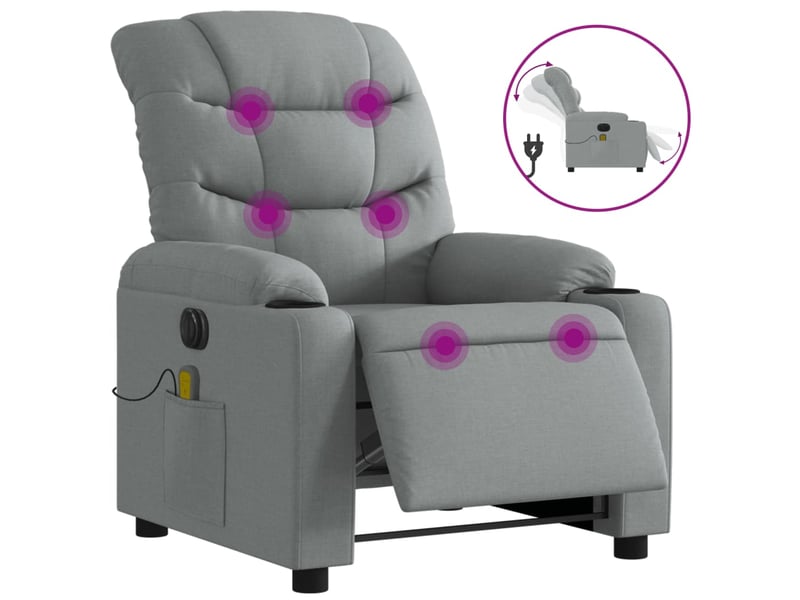  Fauteuil de massage inclinable électrique gris clair tissu shl22725  - Conforama A
