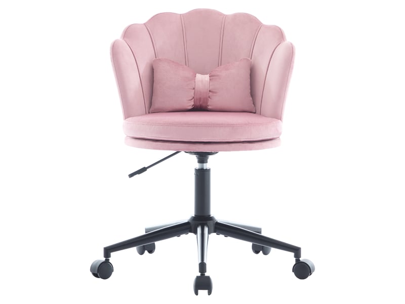  Fauteuil de bureau pivotant en velours, hauteur réglable 73-83 cm avec coussin - rose Fay Lum - Conforama A