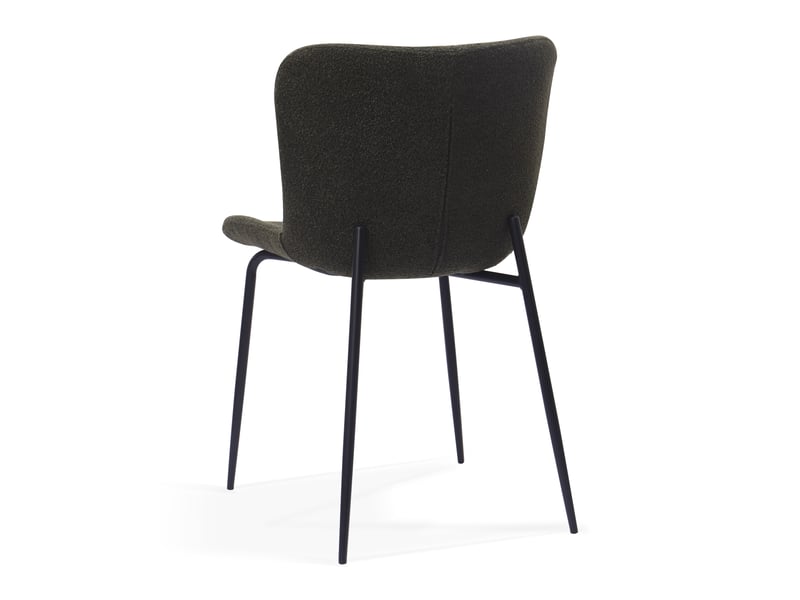  Chaises de salle à manger lot de 2 à dossier haut arrondi  - soutien lombaire, tissu et métal vert  - Conforama E