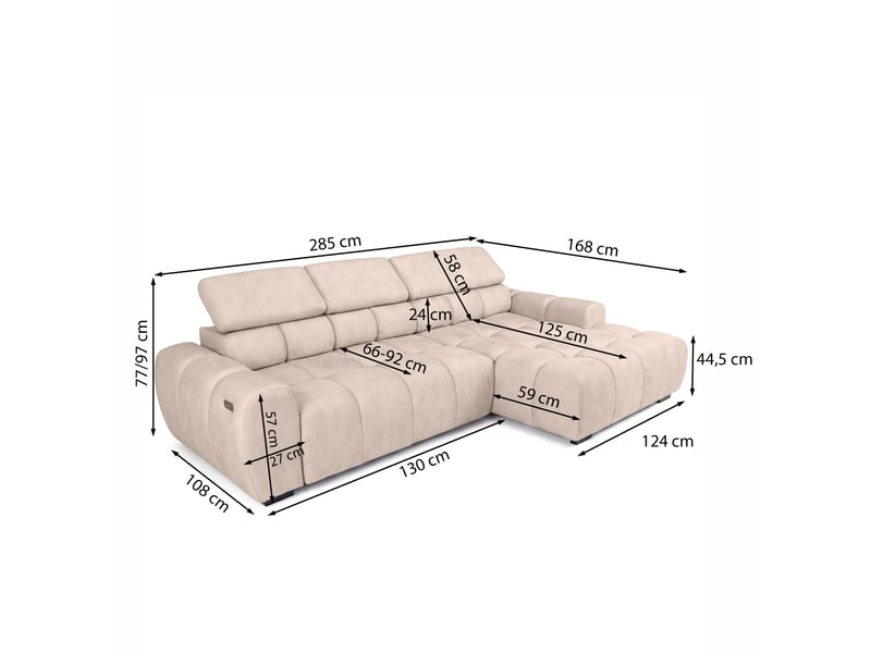 Canapé d'angle aldo avec fonction couchage, côté droit, tissu salvador, marron clair (03) - Conforama R