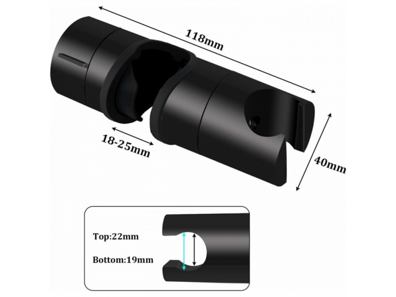 Support de douche pour tringle de douche de 18 à 25 mm, en abs solide, support de pomme de douche épais et amélioré, noir mat - Conforama B