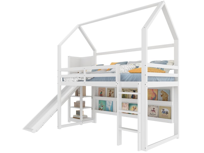  Lit mezzanine 90x200cm coloris blanc pin led lit enfant blanc - Conforama A