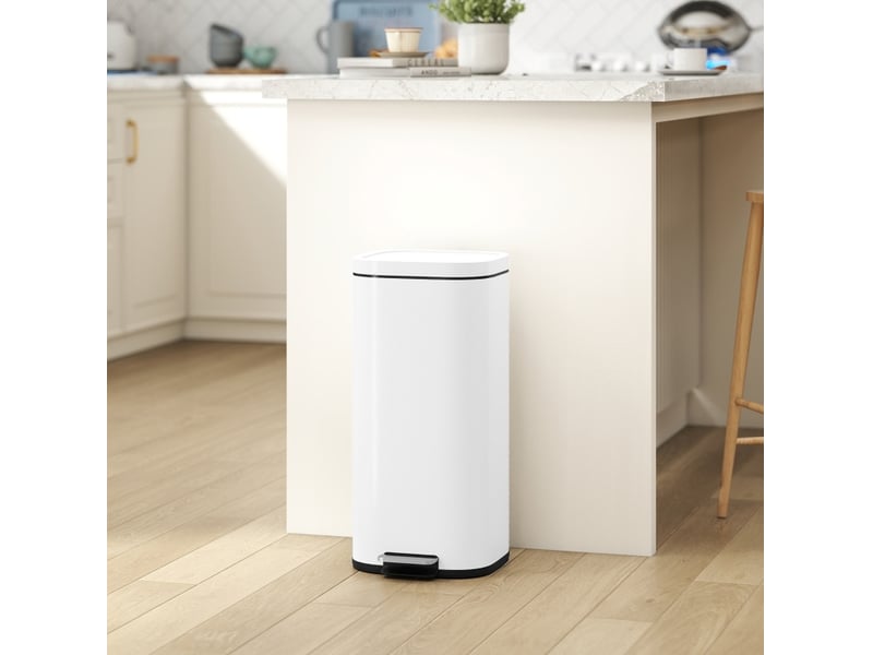  Poubelle cuisine 30 l 29 × 36 cm à pédale en métal blanche  - Conforama B