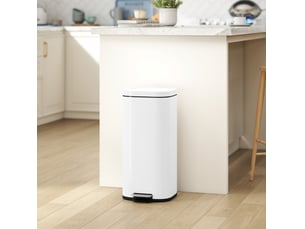 Poubelle cuisine 30 l 29 × 36 cm à pédale en métal blanche