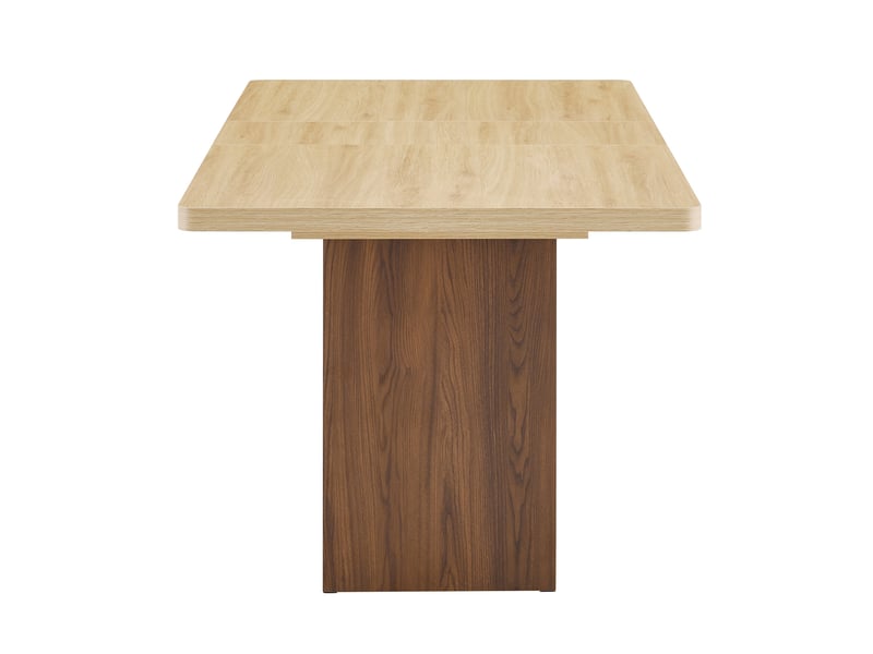  Table à manger extensible 130-160 cm avec rangement, finition bois naturel et noyer, mdf, 4 à 8 personnes  - Conforama E
