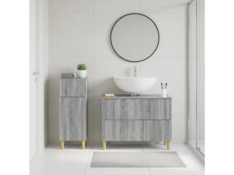  Ensemble de 2 meubles de salle de bain arnhem sonoma gris cf63079  - Conforama B
