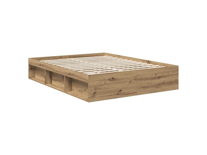 Lit double- lit adulte - cadre de lit chêne artisan 150 x 200 cm bois de pin massif - Conforama D