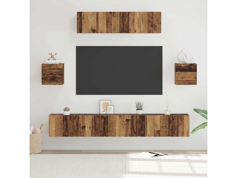  Ensemble meuble tv - banc tv - meuble de rangement 7 pcs bois ancien bois d'ingénierie  - Conforama B
