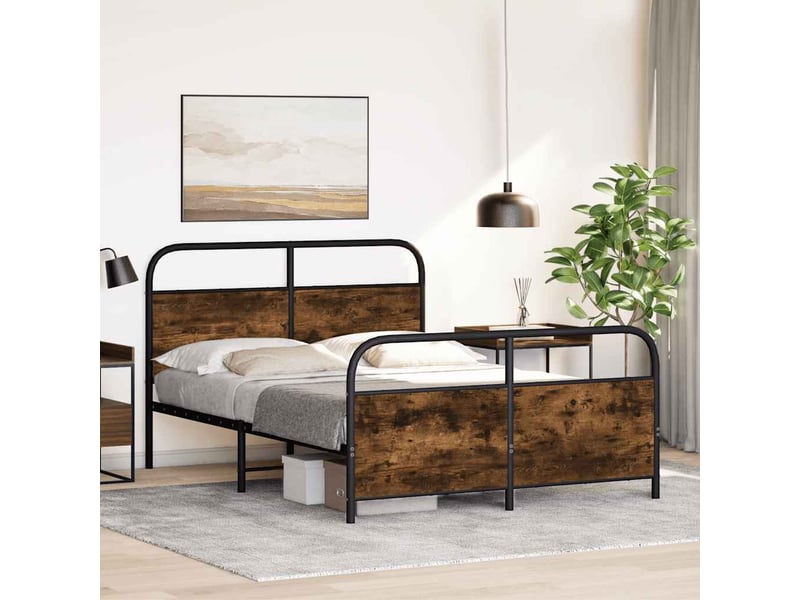  Cadre de lit sans matelas 120x190 cm chêne fumé bois ingénierie  - Conforama C