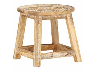Tabouret bas, ottoman peint à la main 38x38x35 cm bois de manguier solide
