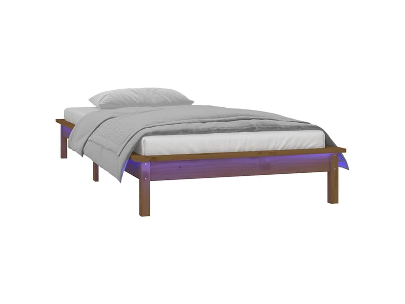  Lit simple- lit adulte -  cadre de lit à led sans matelas 100x200 cm bois massif  - Conforama B