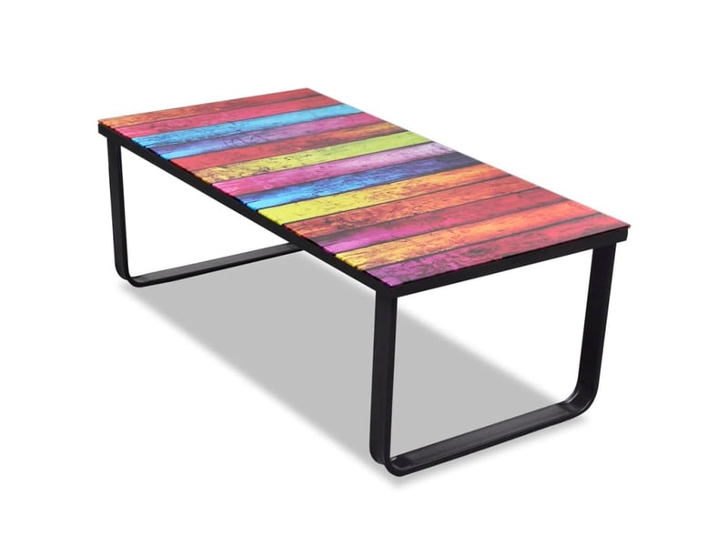  Table basse | table d'appoint salon avec impression d'arc-en-ciel dessus en verre  - Conforama A