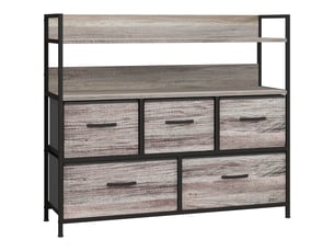 Chiffonnier 5 tiroir(s) <strong></strong> <strong></strong> coloris gris largeur 98 cm hauteur 85 cm