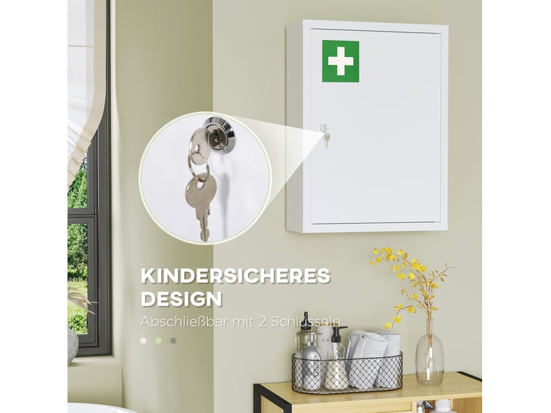  Armoire pharmacie verrouillable à suspension avec 2 clés en acier blanc 40x15x53,5 cm pour salle de bain et cuisine  - Conforama E