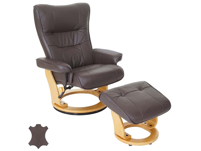 Robas lund fauteuil relax montreal, fauteuil de télévision, tabouret, cuir, charge 130kg - marron, nature - Conforama B