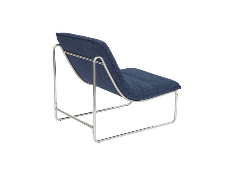  Fauteuil relax tissu chenille armature chromée bleu - silver  - Conforama C