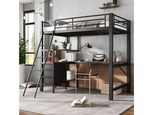 Lit mezzanine 90x200 cm NAHILIMI coloris noir