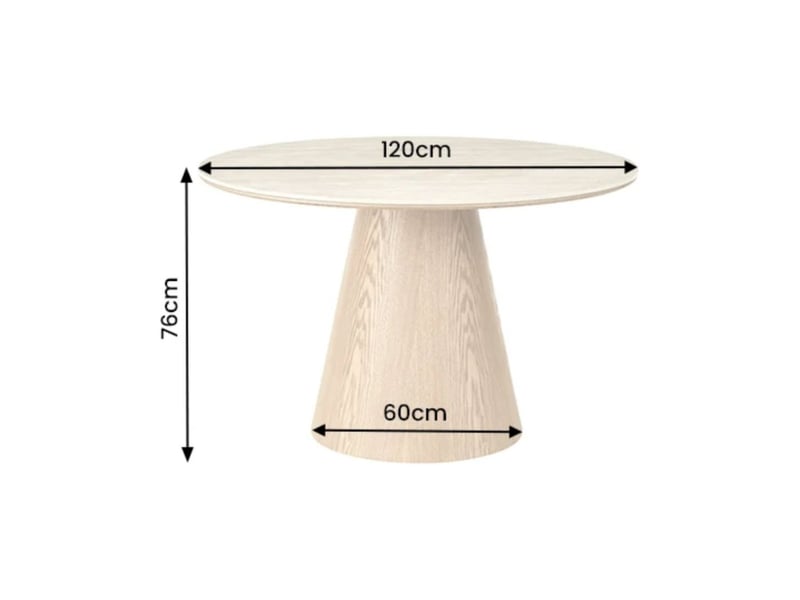  Table de salle à manger ronde lumea 120 cm en céramique beige avec pied central aspect bois – 4 places  - Conforama C