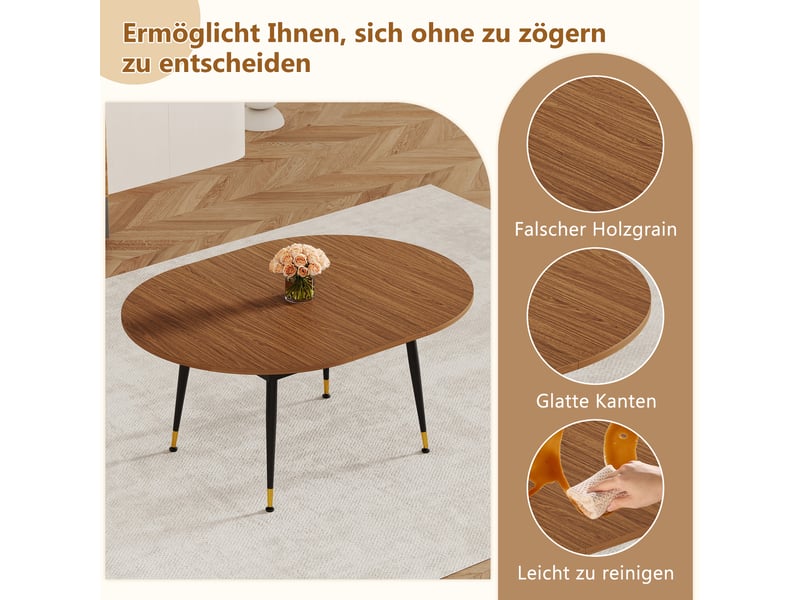 Table de salle à manger ovale pour salle à manger en mdf et métal 200×120×73,66 cm noir et noyer - Conforama C