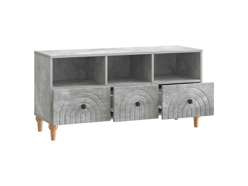  Meuble tv - banc tv - meuble de rangement 102 x 34,5 x 50 cm gris béton bois d’ingénierie  - Conforama E