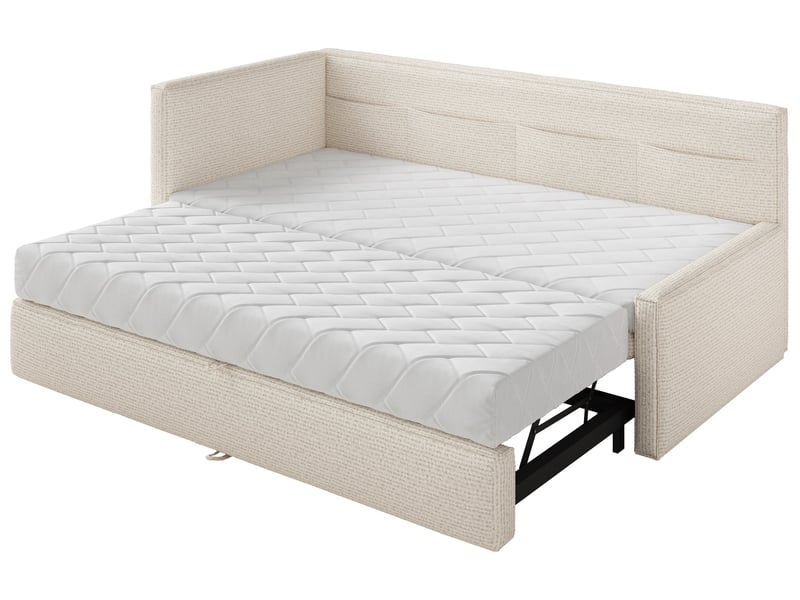  Selsey nesmi - lit rembourré - 90x200 cm - tissu tressé beige clair Nesmi - Conforama E