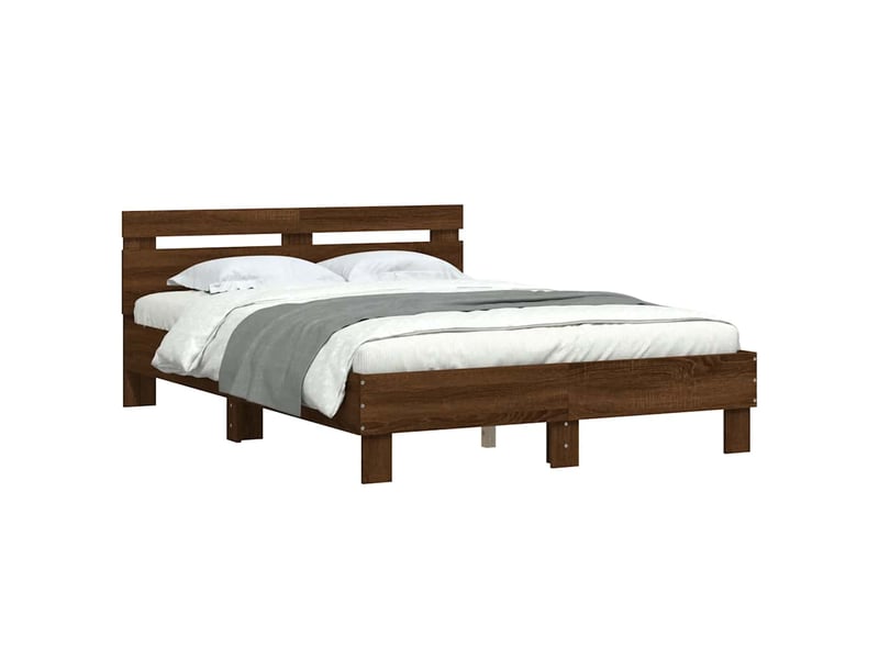  Lit double- lit adulte -  cadre de lit sans matelas chêne marron 135x190 cm  - Conforama C